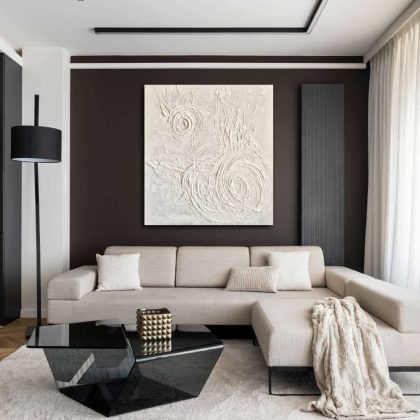 Abstract textural painting “Where currents meet, form arises without pressure” by Bela Aleksandra