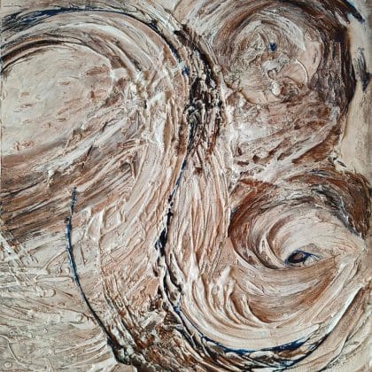 Abstract textural painting “Silence takes form in matter, becoming a vessel of truth” by Bela Aleksandra